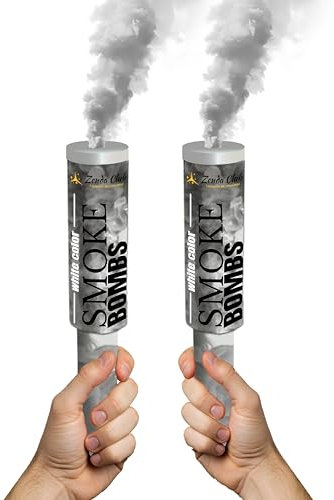 Lot de 2 Fumigènes à Main Blanc – Déclenchement à Goupille, Durée 60 Secondes, Couleurs Vibrantes | Fumigène Couleur à Tenir en Main – Catégorie F1 | Zenda Club® – Livraison Gratuite 48H