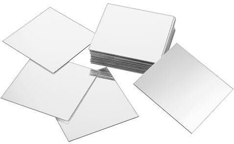 25 Piezas Etiqueta de la Pared del Espejo Etiqueta Autoadhesiva Cuadrada del Espejo de 7,5 cm Decoración de la Pared del Espejo para la Sala de Estar Dormitorio TV Sofá Fondo Etiqueta del Espejo