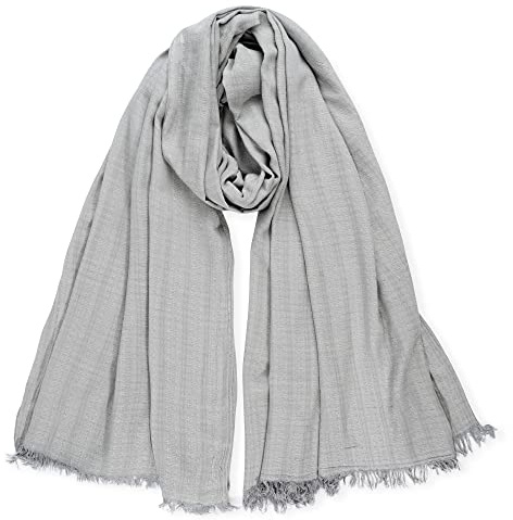 DAMILY Foulard Echarpe Homme Froissé Homme Chaleur Vintage Britannique Longue Chale Stole Linge De Coton Rayé Pour Automne Et Hiver (Gris clair)