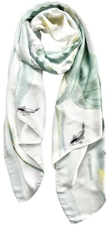 Langer, seidenähnlicher Schal, leichter Satin, großer Sonnenschutz, Schal für Damen, 011. Lotus, Hellgrün, Large