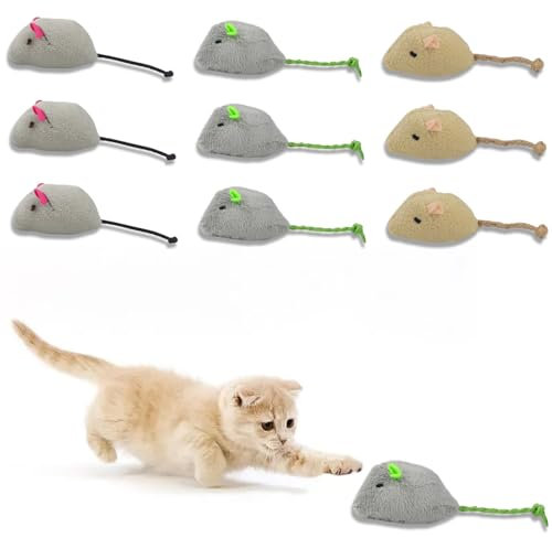 9 Pack Cat Catnip Toys, Interactive Cat Teeth Cleaning Plush Toys, Mini Pet Chew Small Plush Mouse Cat Toy, Catnip Pillow Toys for All Breeds (3 Color)