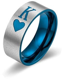 Ring Ringe Damen Bijouterie Herren König Königin Ring Q K Brief Paar Ringe Poker Blau Schmuck Hochzeit Verlobung Jahrestag Liebhaber 12 Männer