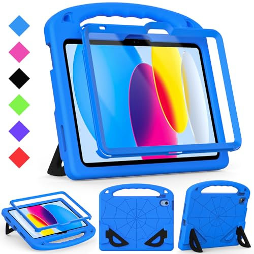 GOZOPO Kids Case for iPad A16 11th Generation 11 2025 / iPad 10th Generation 10.9 Inch 2022, with Built-in Screen Protector and Kickstand, Shockproof Cover for i Pad 11/10 Gen, Blue