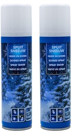 Spetebo Weihnachts Schnee Spray 150 ml mit 8 Schablonen - 2er Set - Deko Kunstschnee zum sprühen - Dekoschnee Schneefarbe Sprühschnee Fensterschnee Schnee Weihnachtsbaum Dekoration