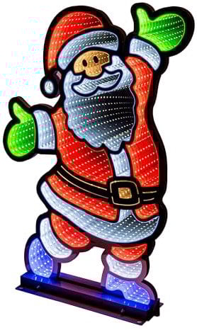 Star-Max LED Weihnachtsmann Infinity Effekt, Weihnachtsdekoration für Innenbereiche, beidseitig beleuchtet, inkl. Timerfunktion, 3m Zuleitung und Standsockel, 444 SMD LEDs, Höhe 60cm