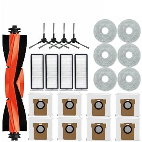 Compatible avec les pièces et accessoires du robot aspirateur Xiaomi X20 Max / X20 Pro, brosse principale, brosse latérale, filtre Hepa, tissu de vadrouille, sac à poussière de remplacement(Gold)