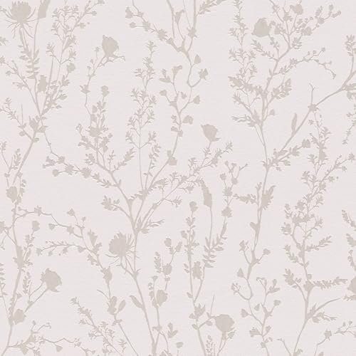 Ton-sur-ton Wallpaper Wall Profhome 395461-GU Non-Woven Wallpaper Smooth with Floral Ornaments Shimmering Pink Light Grey 5.33 m2