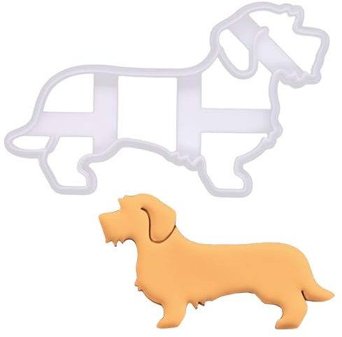 BAKERLOGY Drahthaar Dackel Ganzkörper Ausstechform – Teckel Gesicht Keks Ausstecher, Wiener Hund Plätzchenausstecher, Hundekeks Form, Ideal für Fondant, Hundeleckerlis