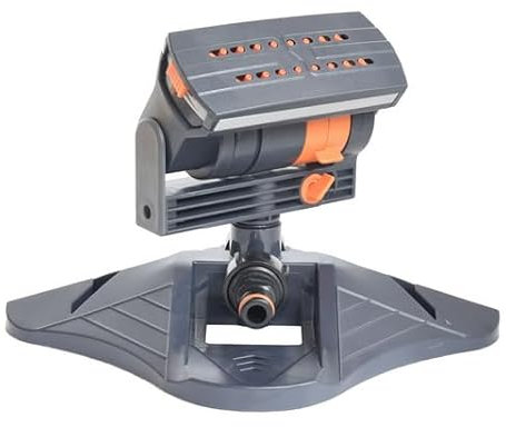 Arroseurs de jardin oscillants pour pelouse, avec base lestée, largeur réglable, plage et contrôle du débit avec 16 buses, raccord à connexion rapide, couverture de 18,2 m pour l'irrigation d'une