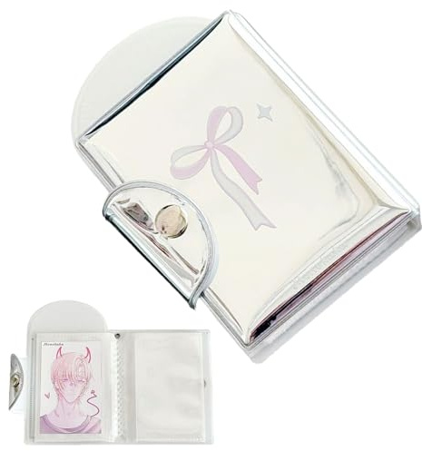 Photocard Holder Binders Album 3 Inch, Photocard Binder 20 Pockets, Badge Holder, Mini Photo Album, Mini-Fotoalbum zum Organisieren von Sammelkarten, Kpop Fotokarten für Fotosammlung (Sliber 1)