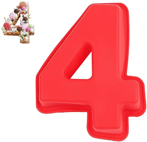Wsetyy Number Cake Moulds Birthday, 3D Baking Mould Number Cake Tin, for Mousse Jelly Chocolate Baking, Made of Food-Grade Silicone, Easy to Demold, Washable (4)