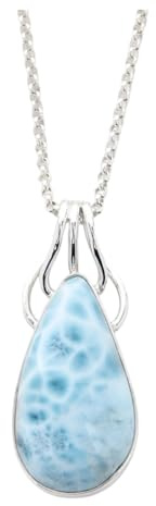 House of Aafreen Halskette mit Larimar-Anhänger in Tropfenform – natürlicher dominikanischer blauer Edelstein in 925er Sterlingsilber – elegantes Geschenk für Frauen