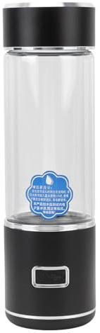 CHICIRIS Hydrogen Rich Water Glass Cup, Anti Slip Bottom Enhancing Immune System Hydrogen Water Bottle for (Black)