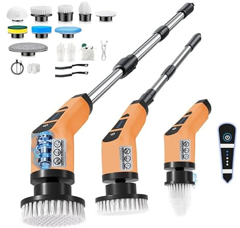 Cepillo Electrico Limpieza Hogar,Cepillo Limpieza Hogar,C epillo EléCtrico de Limpieza con 10 Cabezales de CE pillo Reemplazables,Ajustable y Desmontable para BañO,Cocina,Coche,Suelo.