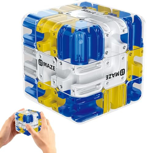 Large Labyrinth 3D Puzzles Maze Cube, Engaging Brain Teaser Toy, Spatial Awareness Brain Training Toy for Stress Relief & Logic Development, Educational Focus Game Gift for Adults Teens (Blue)