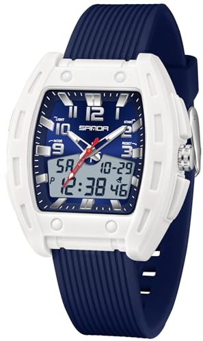 TICKEEN Damen Uhren für Damen Einzigartige Rechteckige Uhren für Damen Digitale Analog-Sport Uhren mit Alarm Stoppuhr Wasserdicht Stundensignal 12/24H Beleuchtung Multifunktionale Armbanduhr