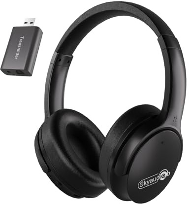 Skyaudio Wireless Headphones for TV, TV Headphones Wireless for Seniors with USB Transmitter,Over Ear TV Headphones, Plug & Play, No Audio Delay, 20+ Hours
