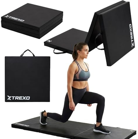 XTREXO Faltbare Turnmatte 180x60x5 cm – Gymnastikmatte aus Kunstleder mit 3 Segmenten – 5 cm dicke Polsterung – für Fitness, Schule & Home Training