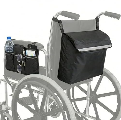 2Pcs Wheelchair Bag Set, Waterproof and Durable Storage Pouch |Black
