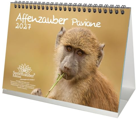 Pavianzauber DIN A5 Tischkalender für 2027 Affen - Seelenzauber