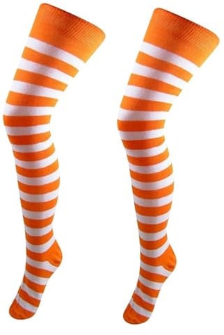 B B Accessories Damen Overknee-Socken Baumwolle Streifen