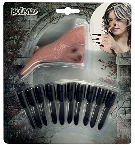 Boland 74438 - Kostümset Hexe, Sets mit Kits, Nase und 10 Nägel