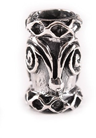 Battle-Merchant Bartperle - Perle für Dreadlocks - Schmuckperle mit Spirale & Rauten aus Silber - Ø ca. 6mm