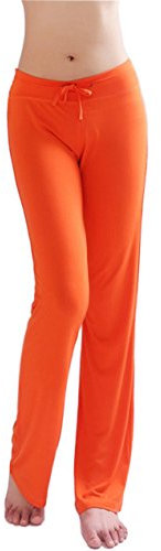 HOEREV Frauen Soft Modal Slimming Hose Yoga Hosen Pyjama-Hose, Orange, XXL
