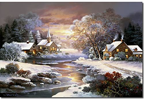 Fuumuui Peinture par Numéros Adultes et Enfants Débutants Comprend Pinceaux et Peintures Acryliques 40 x 50 cm - Paysage, Ville d'Hiver