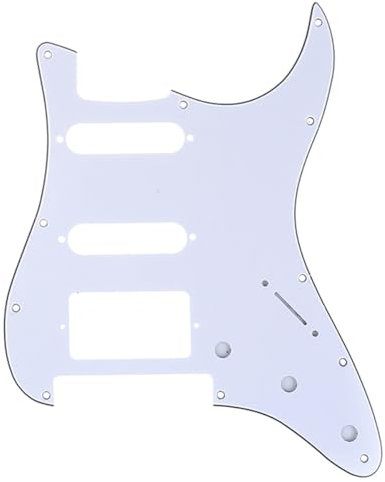 Musiclily Pro 11 Trous Moderne HSS ST Pickguard pour Guitare électrique Fender USA/Mexique Strat Floyd Bridge Cut, 3 plis Blanc