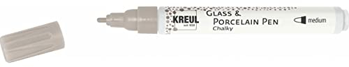 KREUL 16575 - Glass & Porcelain Pen Chalky Noble Nougat, formstabile Rundspitze mit Strichstärke 2 - 4 mm, sanft - matte Glas- und Porzellanfarbe mit Kreide Optik, deckend, lichtecht