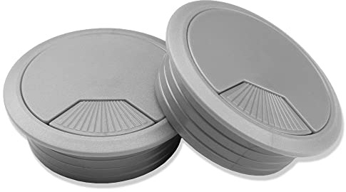 Mprofi MT® 5 Piezas | Pasacables para Escritorio Gris Ø60mm | Organizador de Muebles de Oficina | Pasacables de Plástico | Salida de Cables | Organizador de Escritorio | Caja de Cables