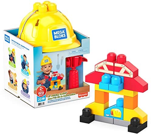 MEGA Bloks Kit del Piccolo Costruttore con 18 Blocchi, Caschetto e Martello di Plastica, Giocattolo per Bambini 2+ Anni, GNT91