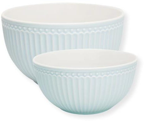 GreenGate - Servierschale, Schale - Alice - Steingut - hellblau - 11,5 x 20,5 cm / 8,5 x 17,5 cm - 2 er Set