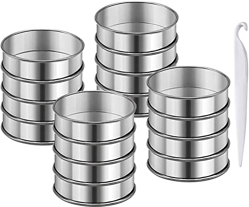 English Muffins Mold, Cooyeah 16 Pieces Stainless Steel Double Rolled Rings 3.15 Inch Crumpet Rings Circular Round Muffin ...