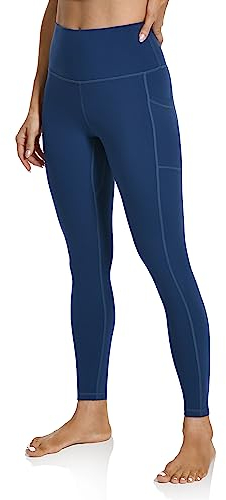 Colorfulkoala 7/8 Leggings Damen mit Taschen High Waist Sportleggings Blickdicht Scrunch Bauchweg Yogahose Sporthose Leggins, Mitternacht Blau, XL, 46