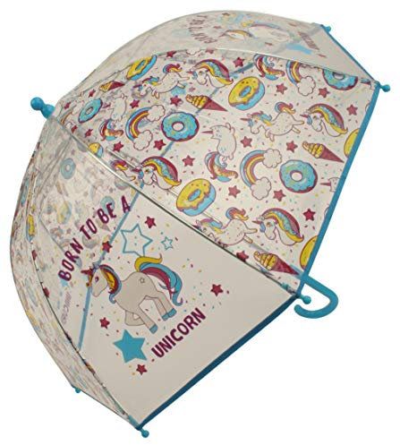 Atino Childrens Clear Umbrella with Fun Designs Pink Unicorns