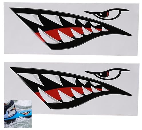 Kuuleyn Kajak Aufkleber, 2 Stück HaifischzäHne Aufkleber,Boot Aufkleber wasserfest wasserdicht DIY lustige Hai Zähne Mund Aufkleber Aufkleber Auto Kajak Boot LKW Dekoration