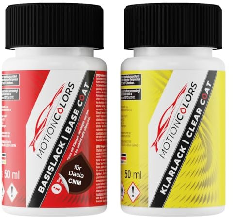 MOTIONCOLORS Brun Vision Nacre Metallic/Quarzit-Braun Metallic CNM für Dacia Autolack Lackstift Set Basislack und Klarlack je 50ml