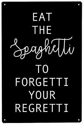 artboxONE Metall-Poster 40x60 cm Typografie Eat The Spaghetti - Black von Künstler OHKIMIKO