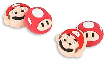 PERFECTSIGHT Mario Lot de 4 capuchons pour joysticks analogiques 3D en caoutchouc souple pour Playstation 4/5, PS5, PS4, Xbox Series X/S, Xbox One, Switch Pro, manette Kawaii, Rouge Mario