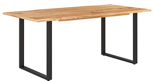 Gecheer Esstisch Holztisch Terrassentisch Gartentisch Gartenmöbel Tisch Esszimmertische Esszimmertisch Holztisch im Industrial-Design 180×90×76 cm Massivholz Akazie