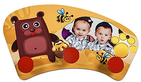 Ocadeau Personalisierbare rote Kindergarderobe - Kindergarderobe mit Foto bedruckbar und roten Kleiderhaken - Kleine Wandgarderobe für Kinder zum Selbstgestalten