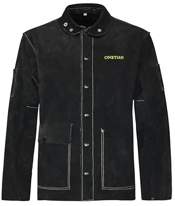 ONETIAN Schweißjacke aus Leder, Schwere Industrieschutzkleidung, hitze- und flammbeständig (XL)