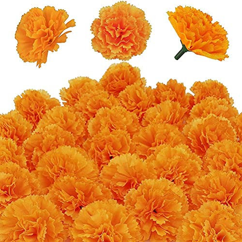CZSMART Lot de 30 Fausses Fleurs Têtes de Fleurs Artificielles en Soie pour Diwali Décoration de la Maison Couronne DIY Guirlande, Artisanat