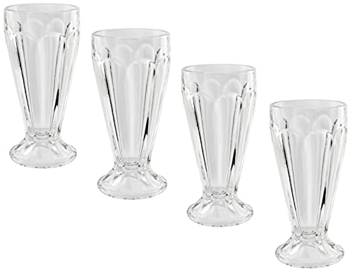 Celino® Lot de 4 verres à milkshake en verre à dessert, sundae, glace, soda de style américain – 350 ml