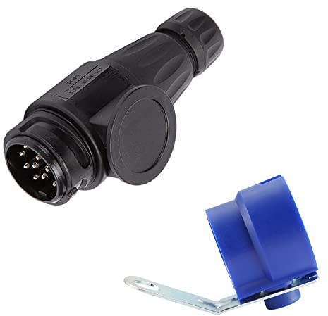 ETUKER Spina per rimorchio a 13 Pin con Supporto per Spina per rimorchio, 12v 13 Pin per Gancio di Traino per rimorchio per Camion Camper Auto Barca roulotte rimorchio