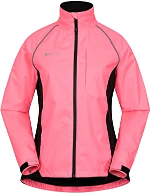 Mountain Warehouse Adrenaline Womens Waterproof Jacket - Breathable Ladies Coat, Taped Seams, Reflective Trims Rain Jacket - For Spring Summer, Cycling, Running Bright Pink Women's Size 18