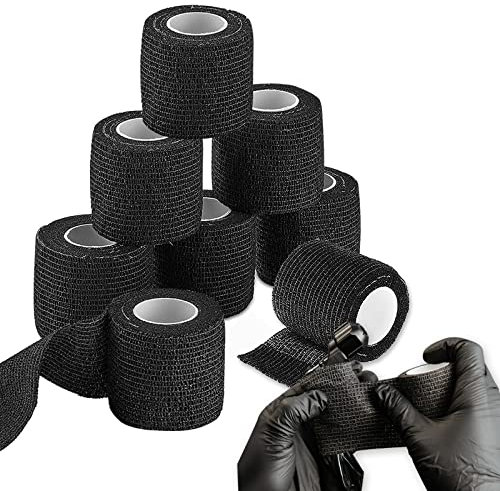 Tattoo Griff Abdeckung Wrap, Rayyl 8 Rollen Tattoo Grip Tape Elastischer Selbstklebender Verband Tattoo Griff Bandage Tattoo Grip Cover für Tattoo Maschine