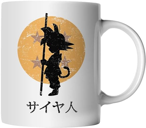 DragonHive Tasse - Anime Son Goku Circle - beidseitig Bedruckt - Geschenk Idee Kaffeetasse mit Spruch, Keramik 330ml, Tassenfarbe: Weiß